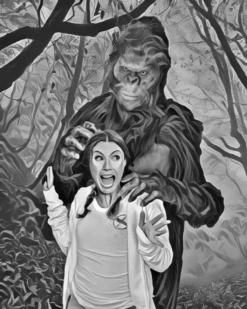 Bigfoot Poster -The Horror Dome Store BigfootwithGirlBlackandWhite2HiRes clipped rev 1 1 c3fff1f0 d0dc 44d4 8725 47fff28a3b3a