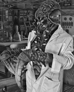 Lab Experiment Poster -The Horror Dome Store EvolveBlackandWhiteHiRes clipped rev 1