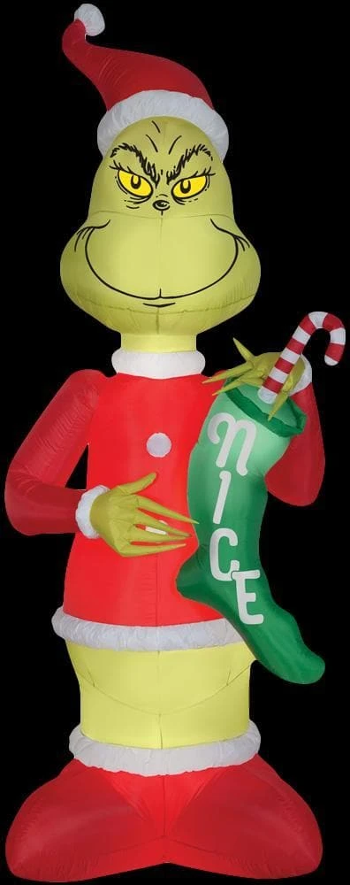 Airblown Grinch With Nice Stocking Giant Inflatable Scene - Dr. Seuss 3 Airblown Grinch With Nice Stocking Giant Inflatable Scene - Dr. Seuss