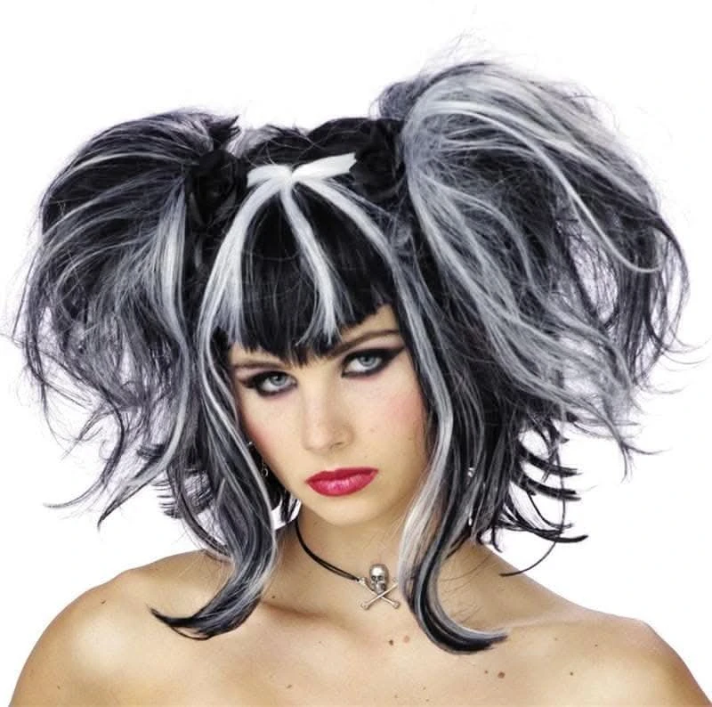 "Bad Fairy - Black/White" Halloween Wig 3 "Bad Fairy - Black/White" Halloween Wig