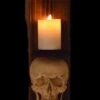 "Classic Skull Wall Sconce Style II W/ Ivory Flameless Candle" Haunted House Lighting