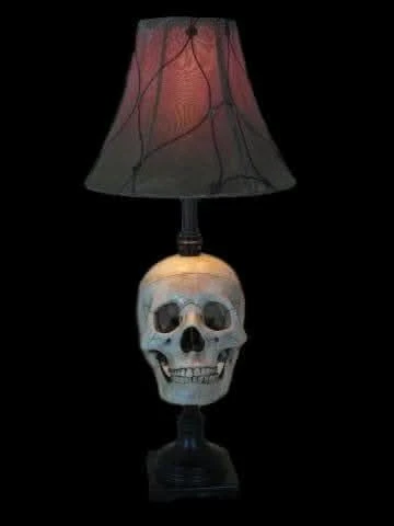 "Desk Lamp With Life-size Skull And Antique Shade" Haunted House Lighting 3 "Desk Lamp With Life-size Skull And Antique Shade" Haunted House Lighting