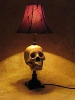 "Desk Lamp With Life-size Skull And Antique Shade" Haunted House Lighting 7 "Desk Lamp With Life-size Skull And Antique Shade" Haunted House Lighting -The Horror Dome Store desk lamp with life size skull and antique shade haunted house lighting 23696458689