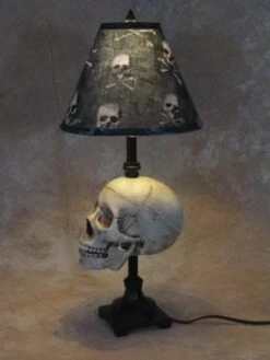 "Desk Lamp With Life-size Skull And Bone Shade" Haunted House Lighting -The Horror Dome Store desk lamp with life size skull and bone shade haunted house lighting 23613604417
