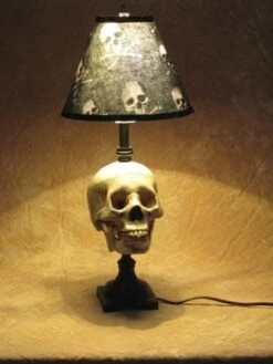 "Desk Lamp With Life-size Skull And Bone Shade" Haunted House Lighting -The Horror Dome Store desk lamp with life size skull and bone shade haunted house lighting 23613608385