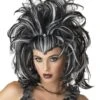 "Evil Sorceress - Black And White" Halloween Wig 2 "Evil Sorceress - Black And White" Halloween Wig -The Horror Dome Store evil sorceress black and white halloween wig 28732011315248