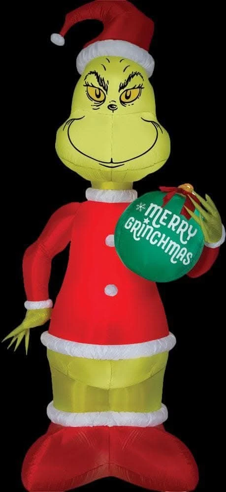 Giant Airblown Grinch With Ornament 3 Giant Airblown Grinch With Ornament