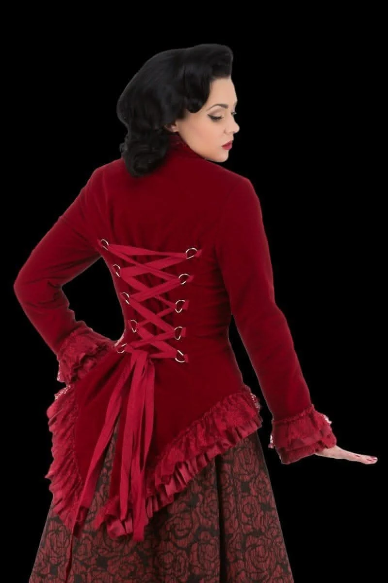 "Gothic Vampiress Jacket In Red Velvet" HD Hollywood Costume 4 "Gothic Vampiress Jacket In Red Velvet" HD Hollywood Costume - Image 2