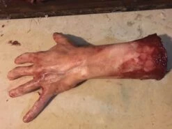 "Severed Left Male Hand - Silicone" Human Body Part Halloween Prop -The Horror Dome Store severed left male hand silicone human body part halloween prop 11943712981040