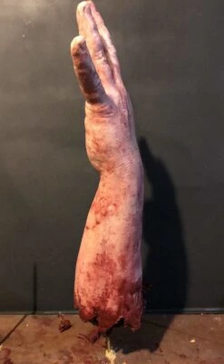 "Shark Bite Silicone Arm" Bloody Body Part Prop -The Horror Dome Store shark bite silicone arm bloody body part prop 11943703412784