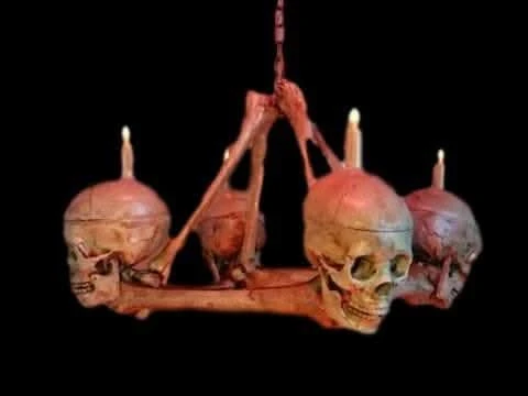 "Skull/Femur Bone Chandelier" Haunted House Lighting 3 "Skull/Femur Bone Chandelier" Haunted House Lighting