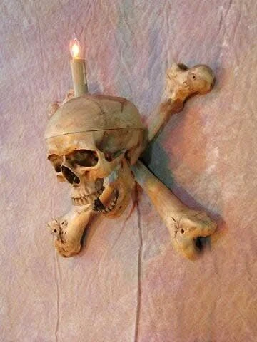 "Skull/Femur Bone Wall Sconce" Haunted House Lighting 4 "Skull/Femur Bone Wall Sconce" Haunted House Lighting - Image 2