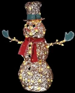 "Starry Night Grapevine Snowman" Light Up Christmas Decoration