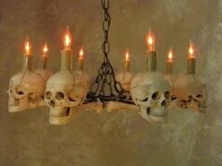 "Wagon Wheel Skull Chandelier" Haunted House Lighting -The Horror Dome Store wagon wheel skull chandelier haunted house lighting 23613688001
