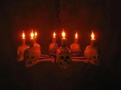 "Wagon Wheel Skull Chandelier" Haunted House Lighting -The Horror Dome Store wagon wheel skull chandelier haunted house lighting 23613689601
